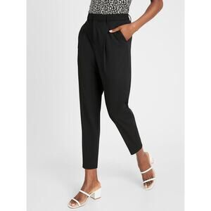 Banana Republic Ankle Pants Women's 14 Black Pleated-Front Tapered Career